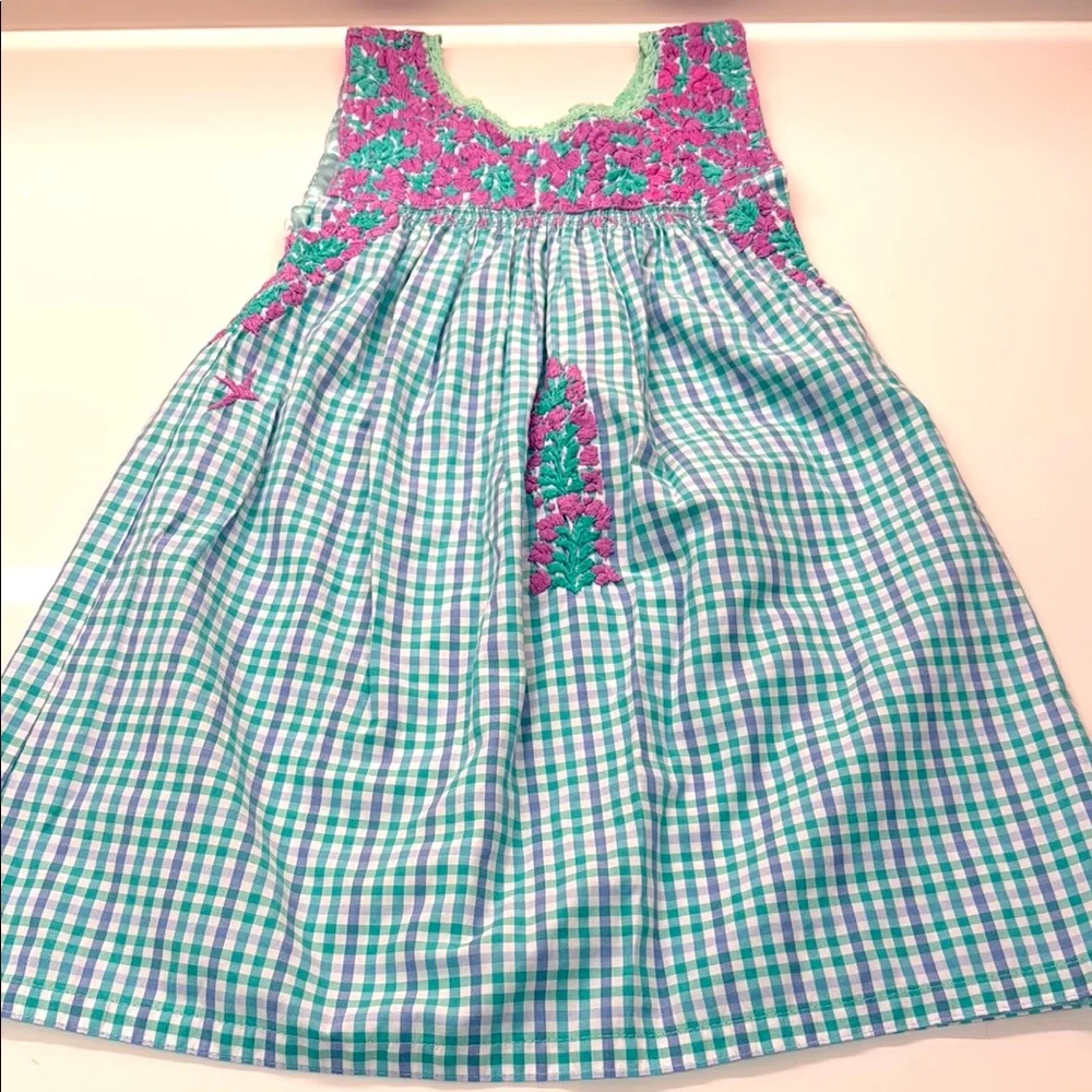 Mi Golondrina Pink and Green Sleeveless Sundress - Picture 1 of 5